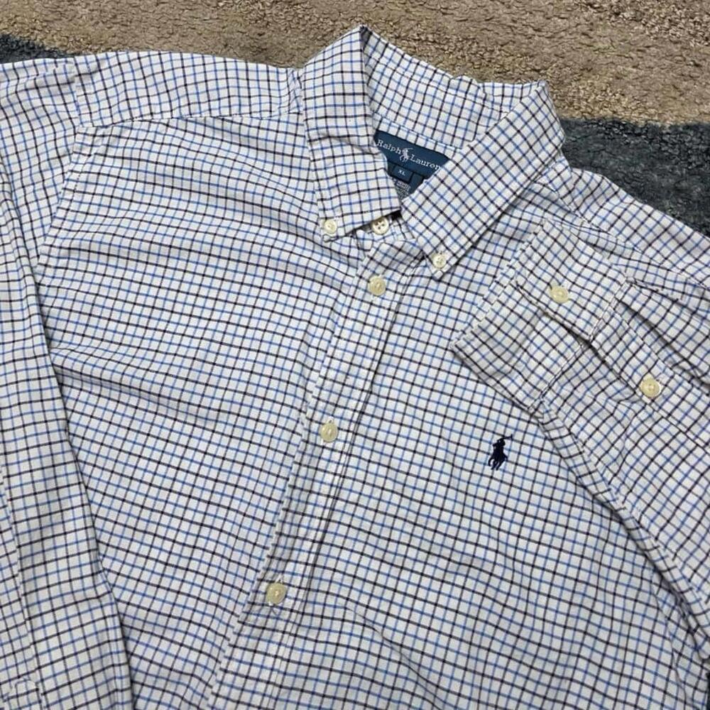 Ralph Lauren Men’s XL Plaid Check Button Down Shirt Long Sleeve Blue Casual